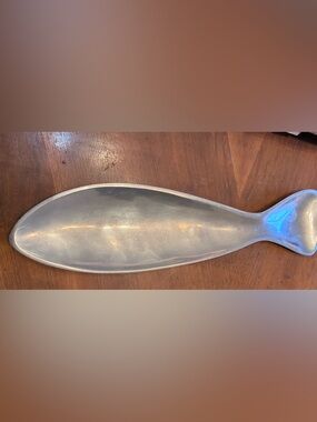 Vintage Nambe Alloy Metal Fish Dish Serving Appetizer Tray #553 Signed 5"x18"
